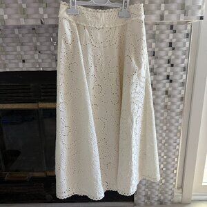 kate spade white embroidered skirt
